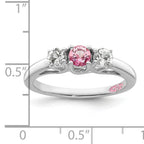 Survivor Collection Sterling Silver Rhodium-plated Clear and Pink Topaz Pamela Ring
