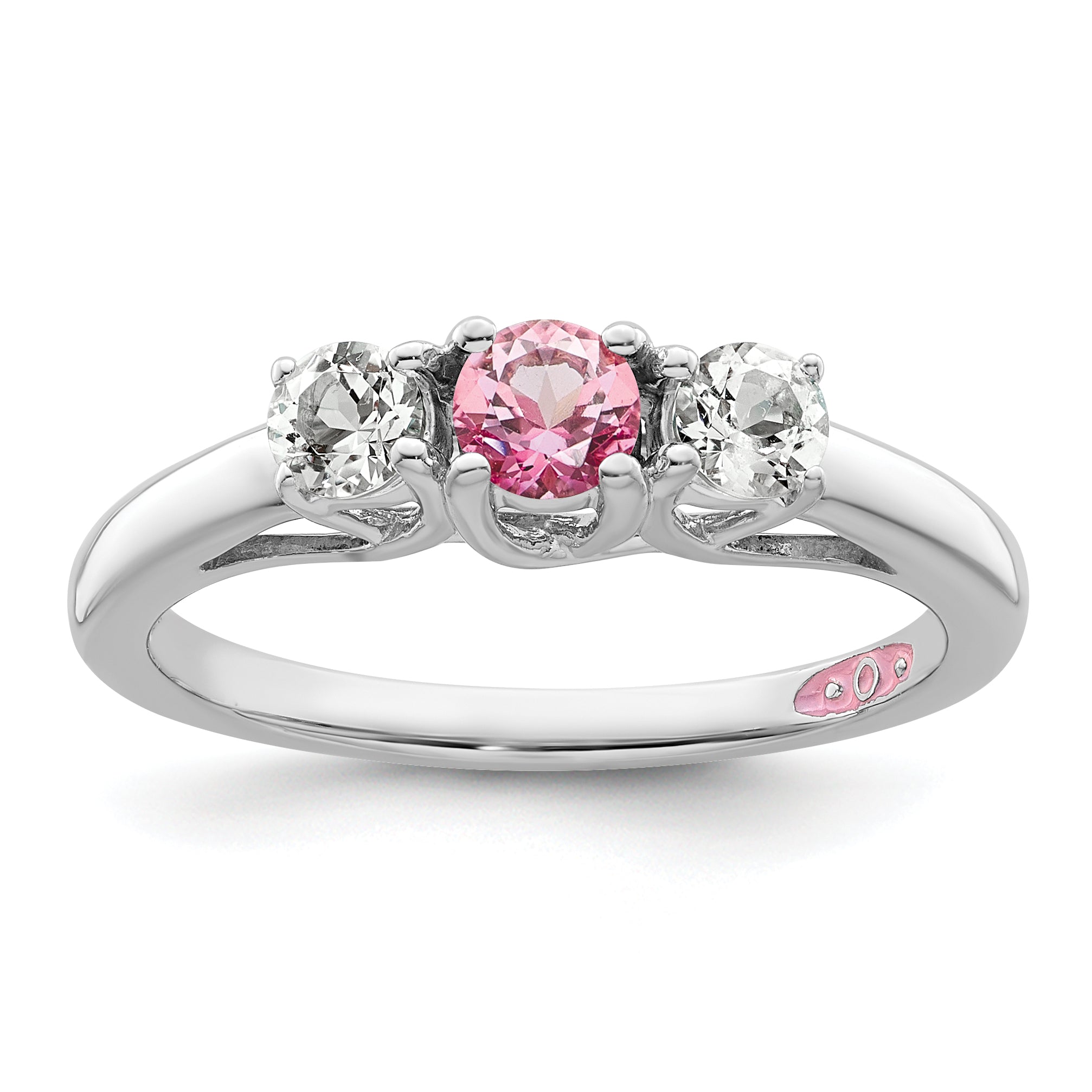 Survivor Collection Sterling Silver Rhodium-plated Clear and Pink Topaz Pamela Ring Main image