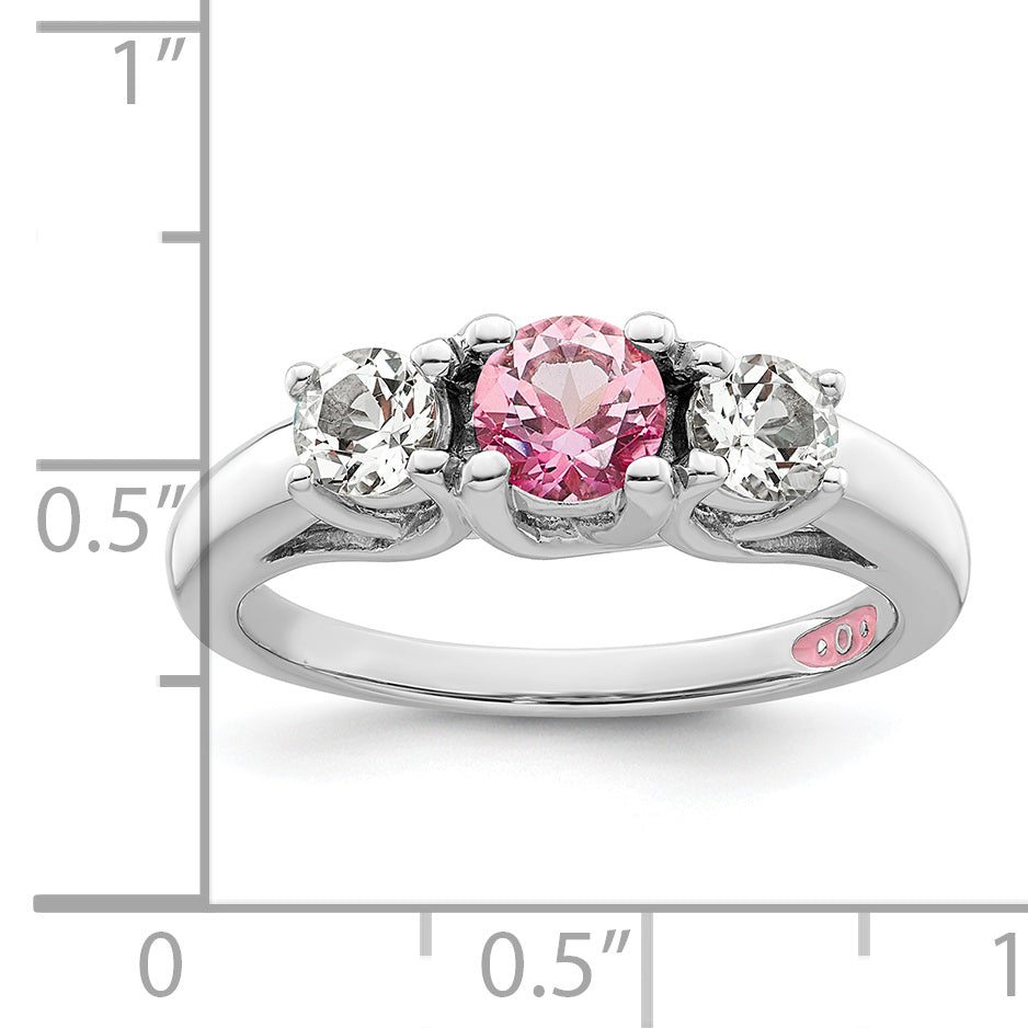 Survivor Collection Sterling Silver Rhodium-plated Clear and Pink Topaz Pamela Ring