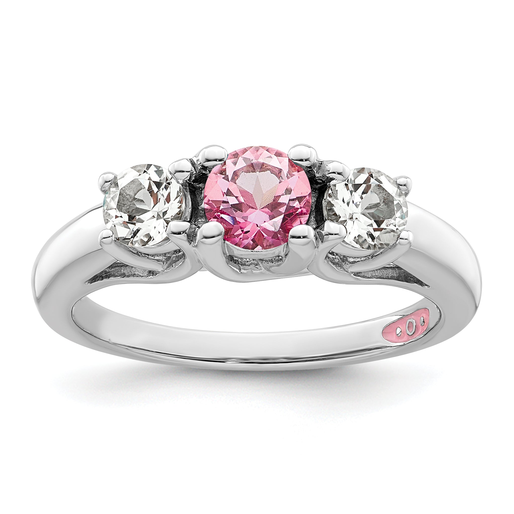 Survivor Collection Sterling Silver Rhodium-plated Clear and Pink Topaz Pamela Ring Main image