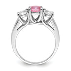 Survivor Collection Sterling Silver Rhodium-plated Clear Pink Topaz Pamela Ring
