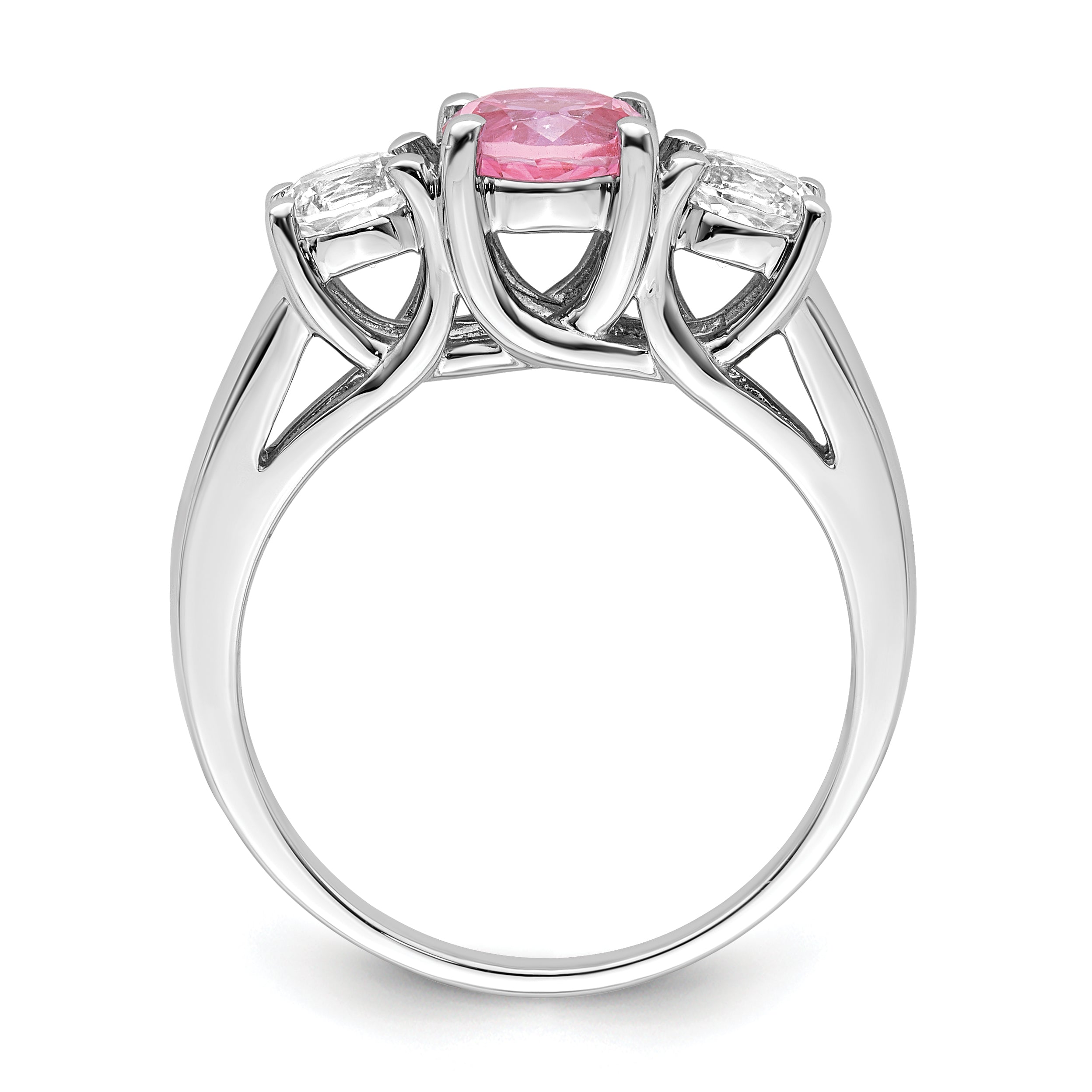 Survivor Collection Sterling Silver Rhodium-plated Clear Pink Topaz Pamela Ring