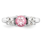Survivor Collection Sterling Silver Rhodium-plated Clear Pink Topaz Pamela Ring