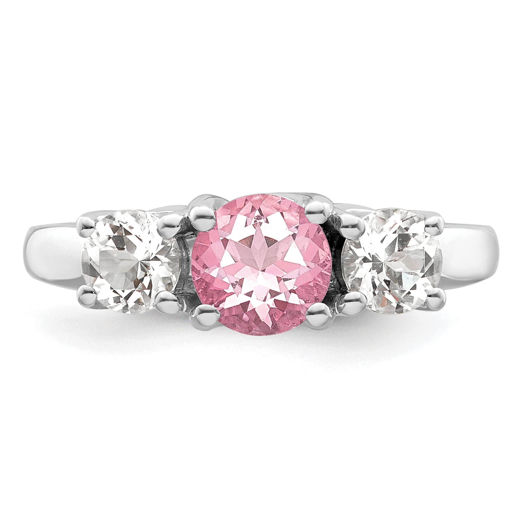 Survivor Collection Sterling Silver Rhodium-plated Clear Pink Topaz Pamela Ring