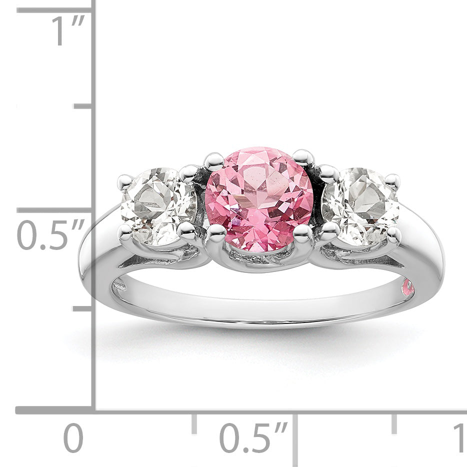 Survivor Collection Sterling Silver Rhodium-plated Clear Pink Topaz Pamela Ring