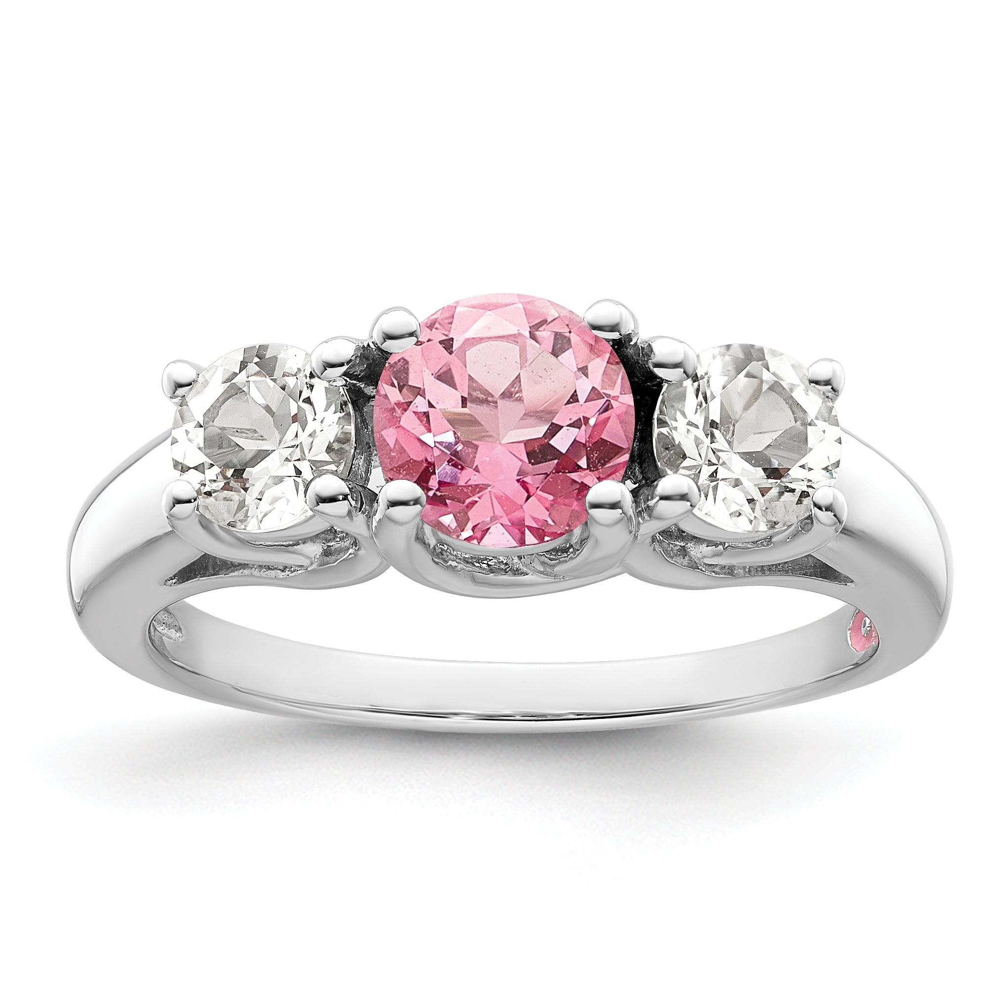 Survivor Collection Sterling Silver Rhodium-plated Clear Pink Topaz Pamela Ring Main image