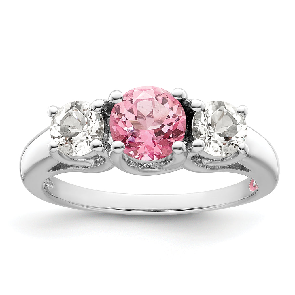 Survivor Collection Sterling Silver Rhodium-plated Clear Pink Topaz Pamela Ring