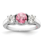 Survivor Collection Sterling Silver Rhodium-plated Clear Pink Topaz Pamela Ring