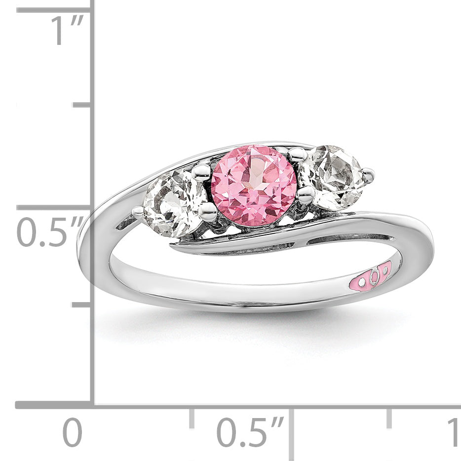 Survivor Collection Sterling Silver Rhodium-plated White and Pink Topaz Sue Ring