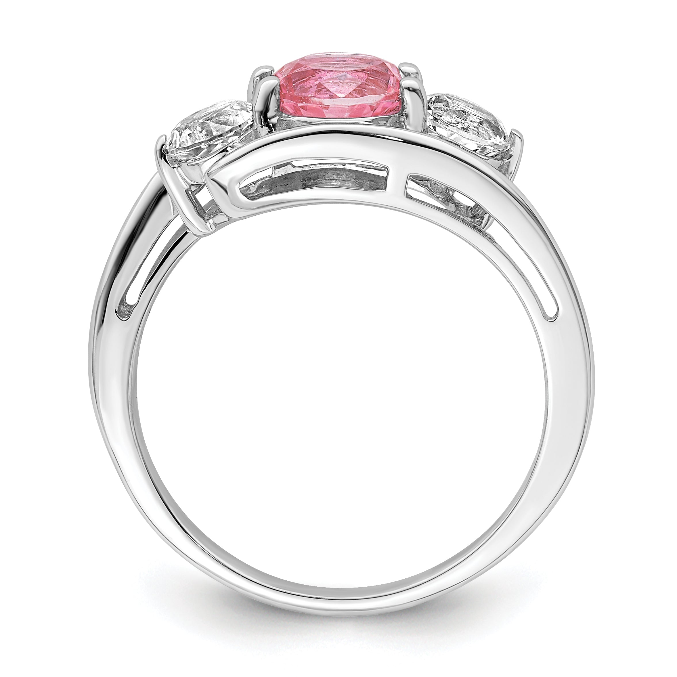 Survivor Collection Sterling Silver Rhodium-plated White and Pink Topaz Sue Ring