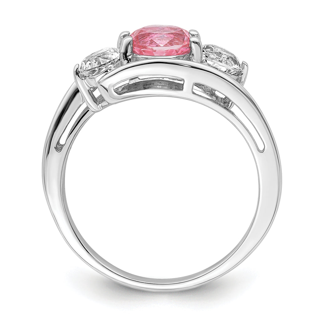 Survivor Collection Sterling Silver Rhodium-plated White and Pink Topaz Sue Ring