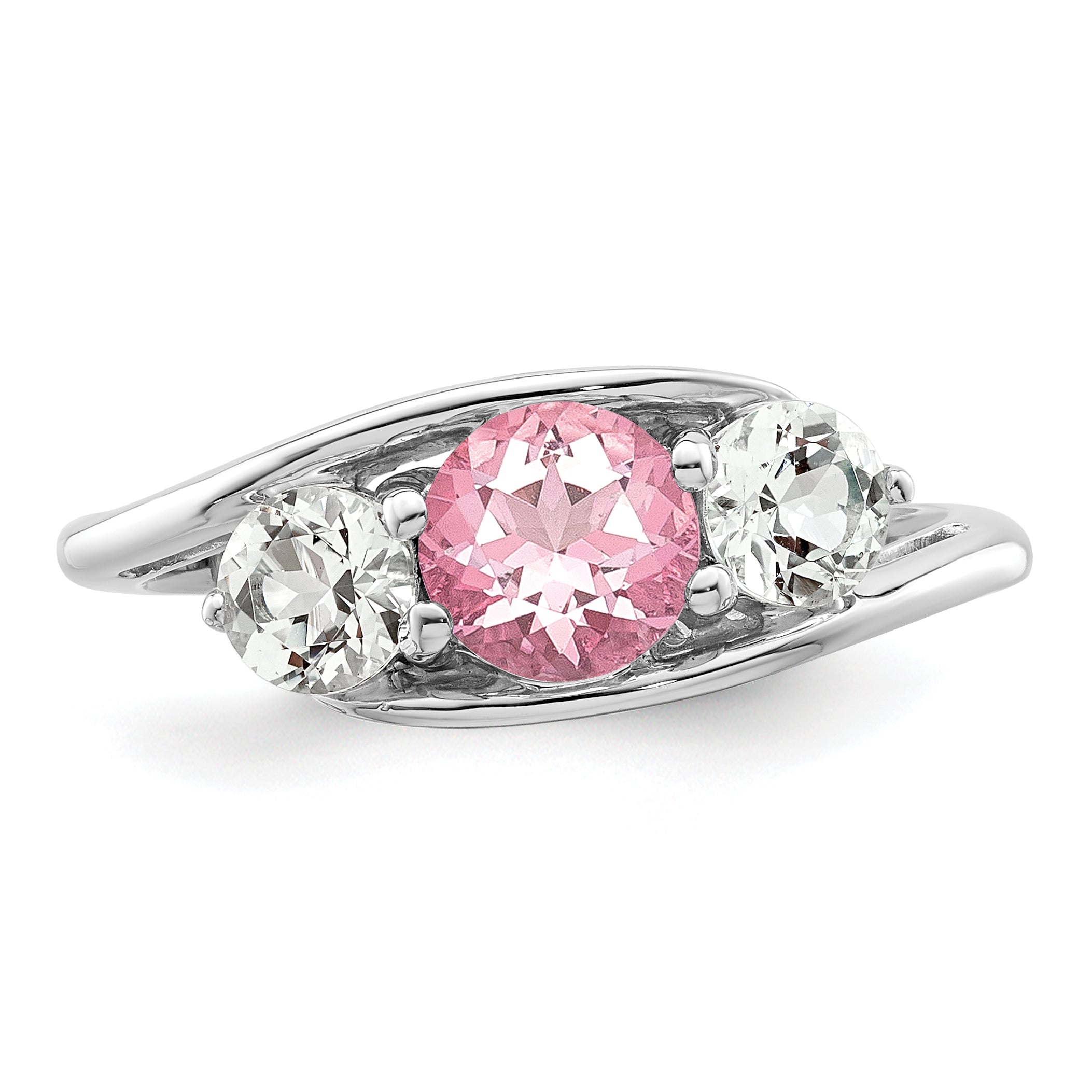 Survivor Collection Sterling Silver Rhodium-plated White and Pink Topaz Sue Ring Main image