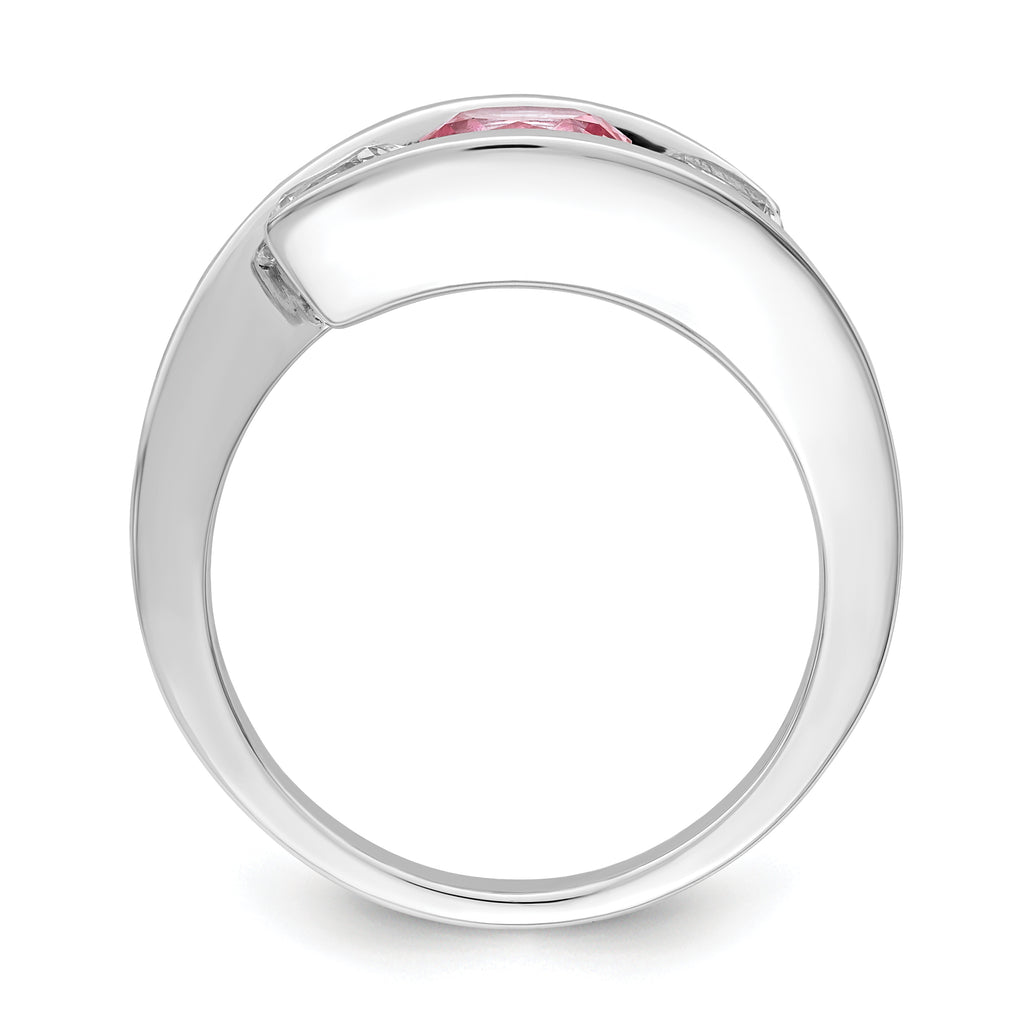 Survivor Collection Sterling Silver Rhodium-plated White and Pink Topaz Journey Ring