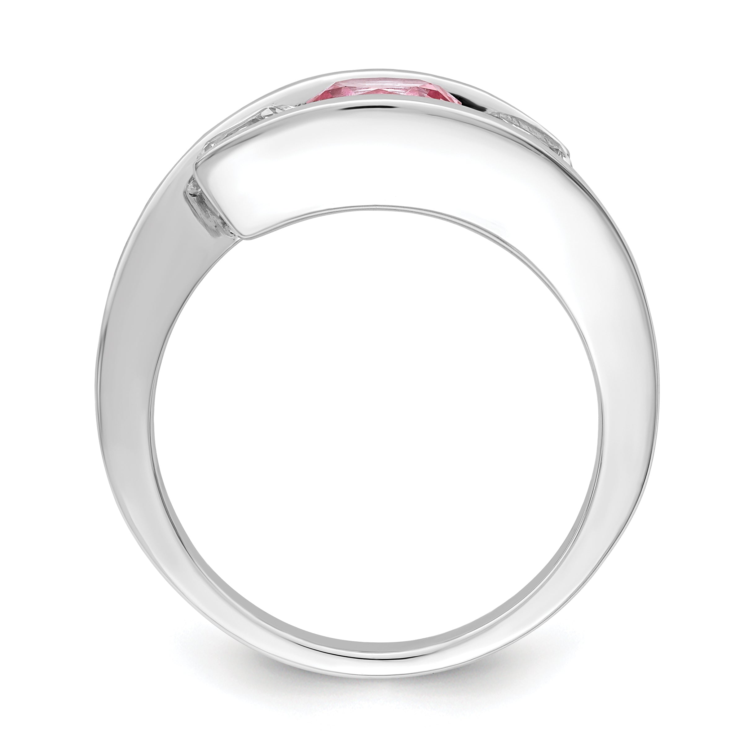 Survivor Collection Sterling Silver Rhodium-plated White and Pink Topaz Journey Ring