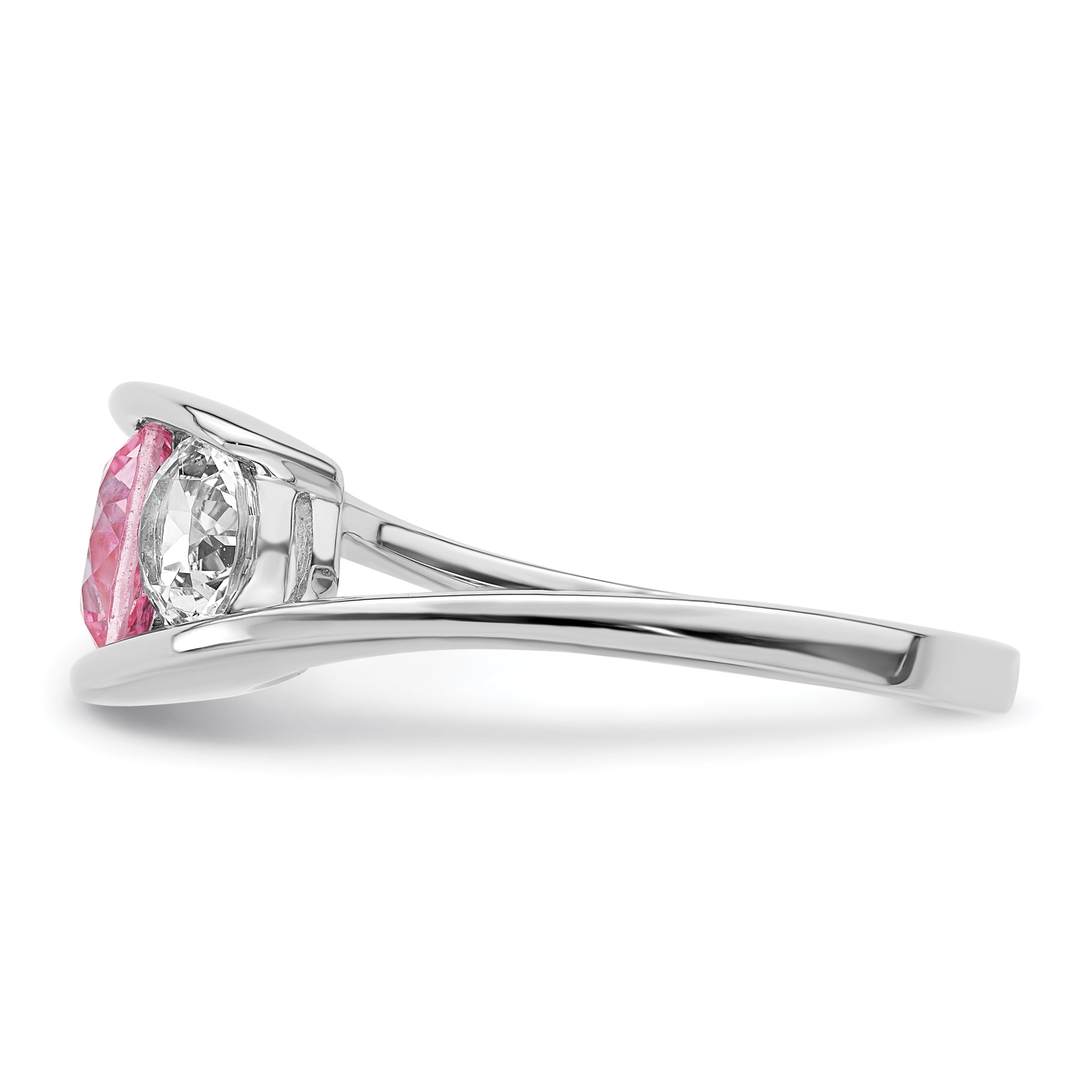 Survivor Collection Sterling Silver Rhodium-plated White and Pink Topaz Journey Ring Secondary image