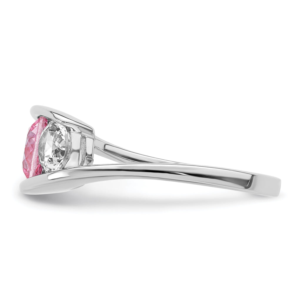 Survivor Collection Sterling Silver Rhodium-plated White and Pink Topaz Journey Ring