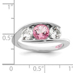 Survivor Collection Sterling Silver Rhodium-plated White and Pink Topaz Journey Ring