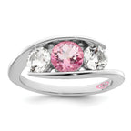 Survivor Collection Sterling Silver Rhodium-plated White and Pink Topaz Journey Ring