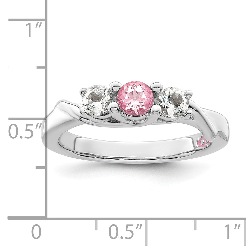 Survivor Collection Sterling Silver Rhodium-plated White and Pink Topaz Joanna Ring