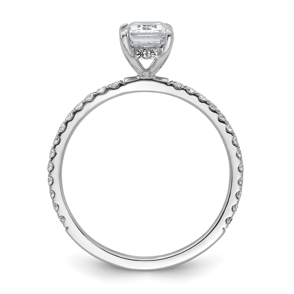 14k White Gold 1 3/8 carat Certified Lab Grown Diamond VS+ F+ Emerald Complete Solitaire with Flair Engagement Ring