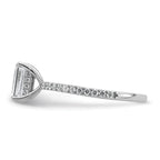 14k White Gold 1 3/8 carat Certified Lab Grown Diamond VS+ F+ Emerald Complete Solitaire with Flair Engagement Ring