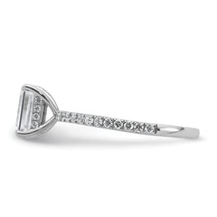 14k White Gold 1 3/8 carat Certified Lab Grown Diamond VS+ F+ Emerald Complete Solitaire with Flair Engagement Ring
