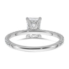 14k White Gold 1 3/8 carat Certified Lab Grown Diamond VS+ F+ Emerald Complete Solitaire with Flair Engagement Ring