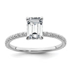 14k White Gold 1 3/8 carat Certified Lab Grown Diamond VS+ F+ Emerald Complete Solitaire with Flair Engagement Ring