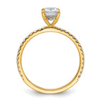14k 1 3/8 carat Certified Lab Grown Diamond VS+ F+ Emerald Complete Solitaire with Flair Engagement Ring