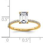 14k 1 3/8 carat Certified Lab Grown Diamond VS+ F+ Emerald Complete Solitaire with Flair Engagement Ring