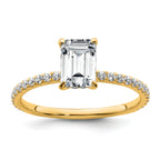 14k 1 3/8 carat Certified Lab Grown Diamond VS+ F+ Emerald Complete Solitaire with Flair Engagement Ring