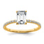 14k 1 3/8 carat Certified Lab Grown Diamond VS/SI+ G+ Emerald Complete Solitaire with Flair Engagement Ring