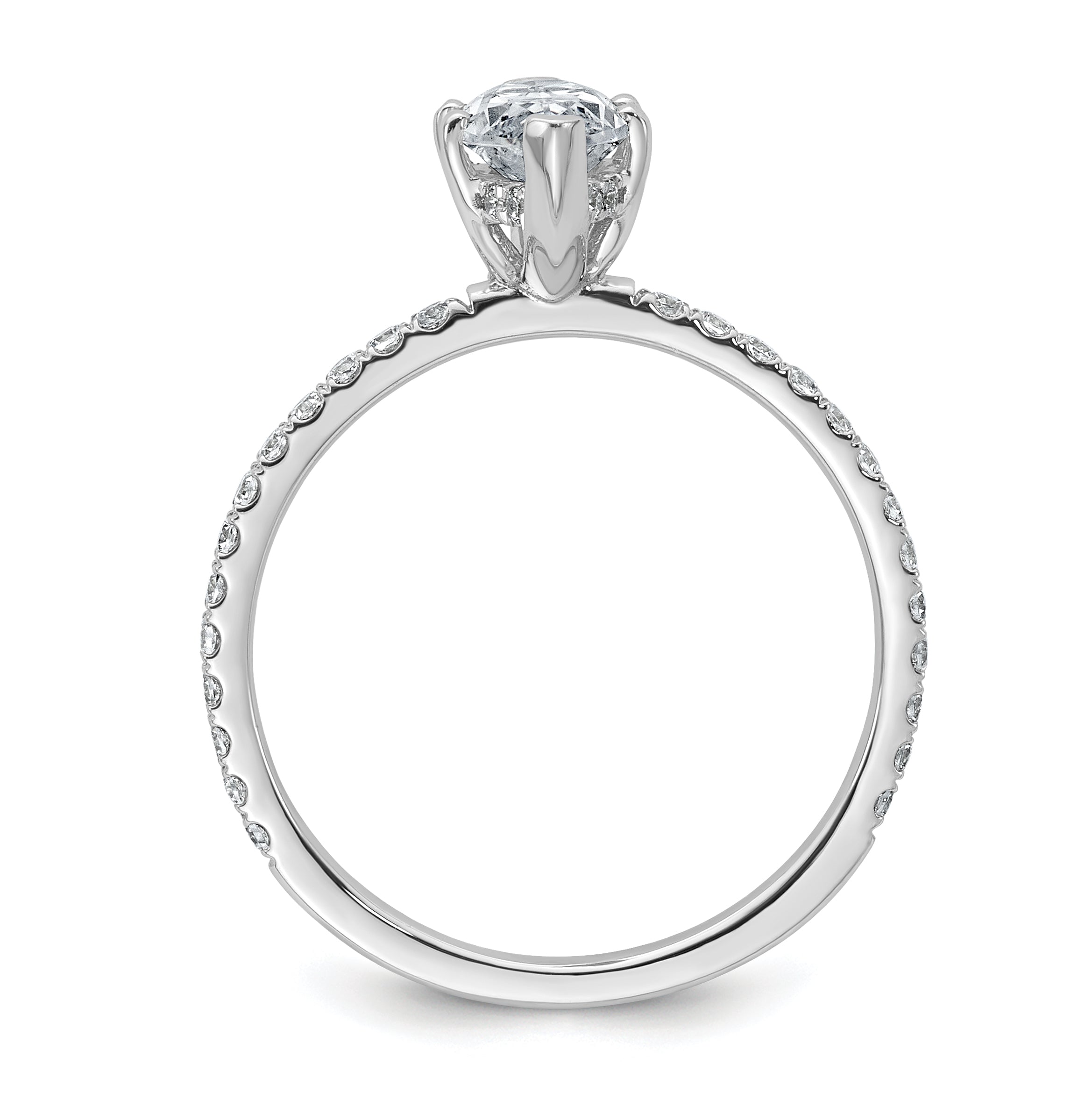14k White Gold 1 3/8 carat Certified Lab Grown Diamond VS+ F+ Marquise Complete Solitaire with Flair Engagement Ring Secondary image