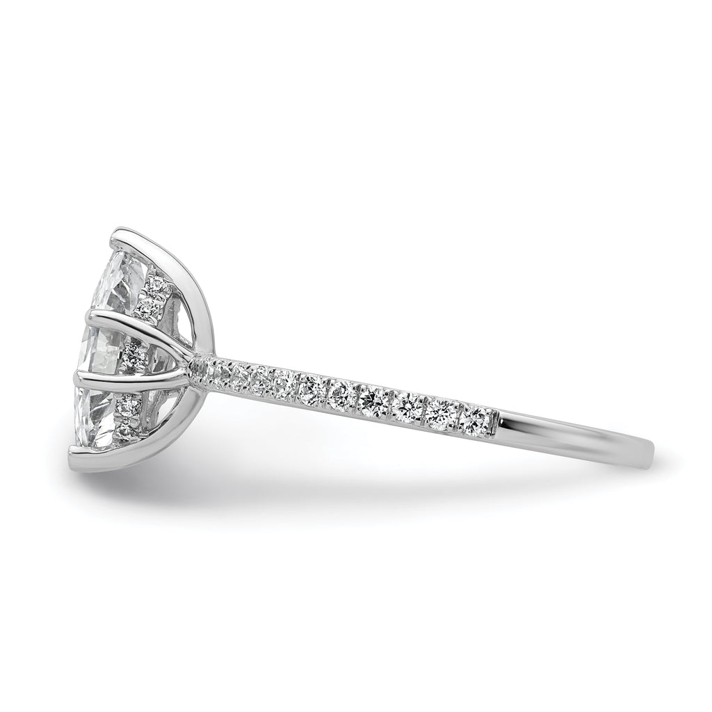 14k White Gold 1 3/8 carat Certified Lab Grown Diamond VS+ F+ Marquise Complete Solitaire with Flair Engagement Ring