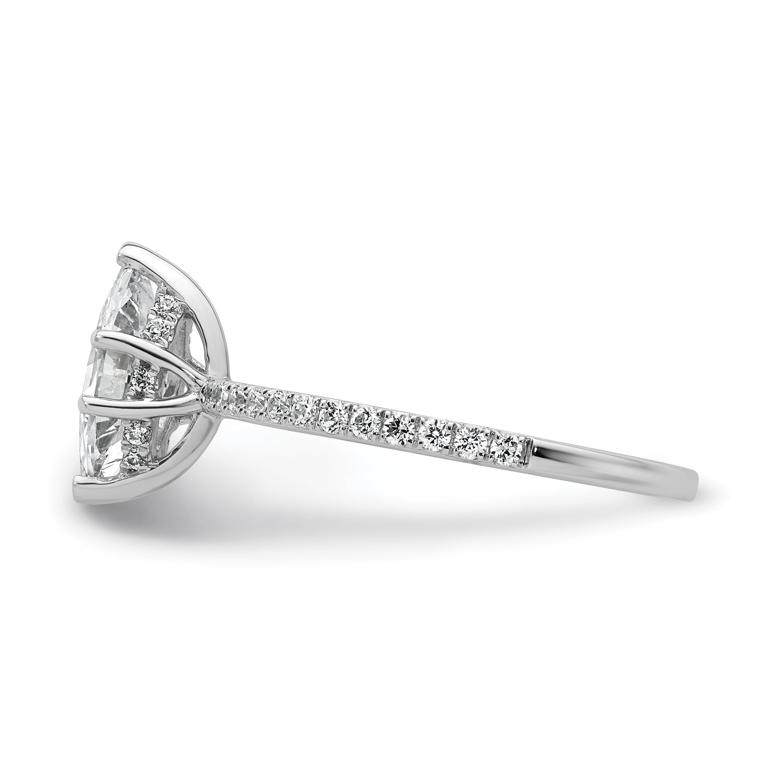 14k White Gold 1 3/8 carat Certified Lab Grown Diamond VS+ F+ Marquise Complete Solitaire with Flair Engagement Ring