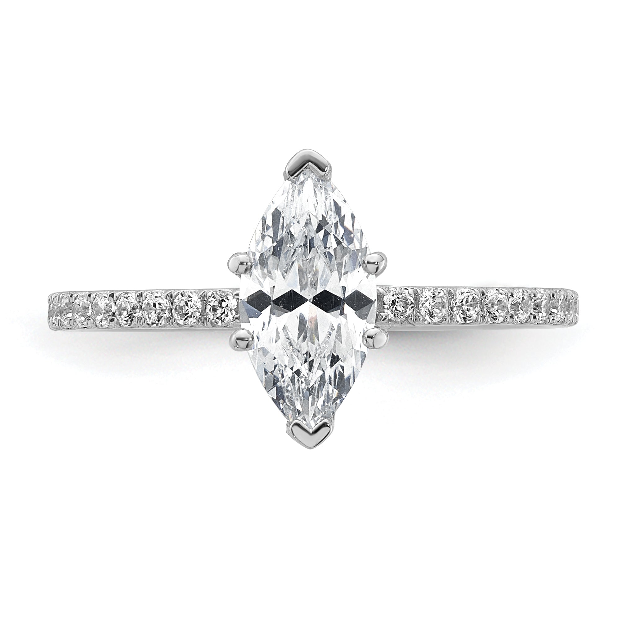 14k White Gold 1 3/8 carat Certified Lab Grown Diamond VS+ F+ Marquise Complete Solitaire with Flair Engagement Ring