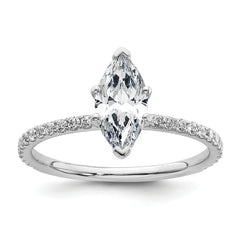 14k White Gold 1 3/8 carat Certified Lab Grown Diamond VS+ F+ Marquise Complete Solitaire with Flair Engagement Ring