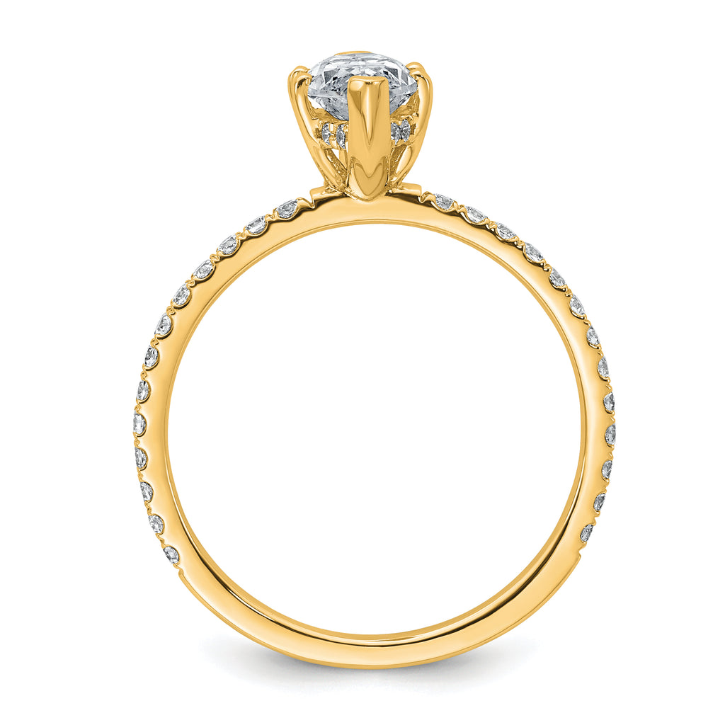 14k 1 3/8 carat Certified Lab Grown Diamond VS+ F+ Marquise Complete Solitaire with Flair Engagement Ring