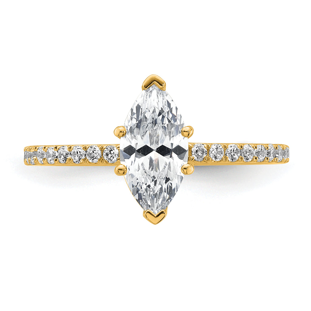 14k 1 3/8 carat Certified Lab Grown Diamond VS+ F+ Marquise Complete Solitaire with Flair Engagement Ring