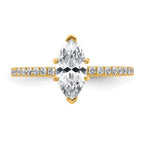 14k 1 3/8 carat Certified Lab Grown Diamond VS+ F+ Marquise Complete Solitaire with Flair Engagement Ring