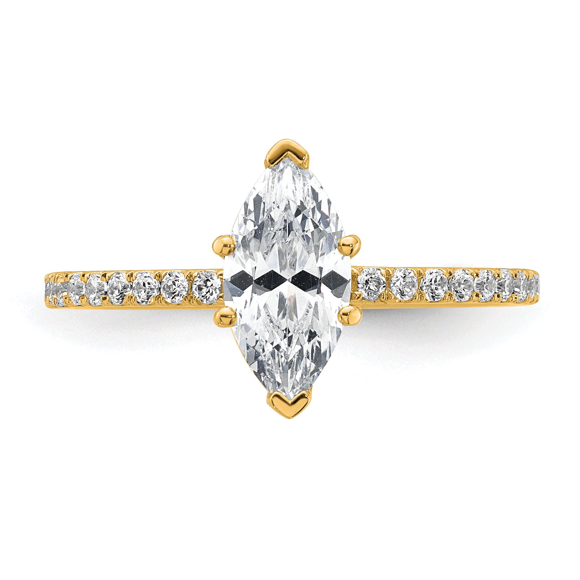 14k 1 3/8 carat Certified Lab Grown Diamond VS+ F+ Marquise Complete Solitaire with Flair Engagement Ring