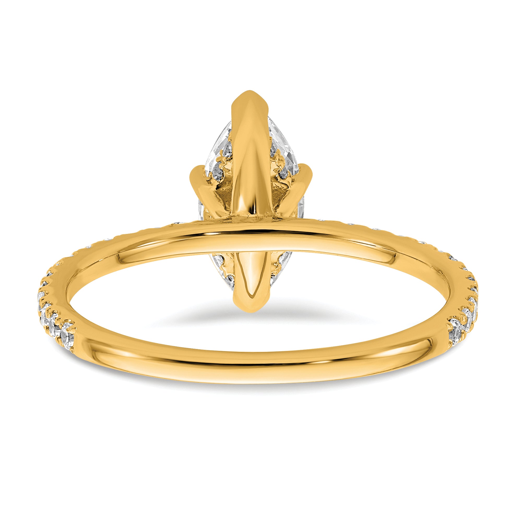 14k 1 3/8 carat Certified Lab Grown Diamond VS+ F+ Marquise Complete Solitaire with Flair Engagement Ring
