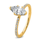 14k 1 3/8 carat Certified Lab Grown Diamond VS+ F+ Marquise Complete Solitaire with Flair Engagement Ring