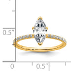 14k 1 3/8 carat Certified Lab Grown Diamond VS+ F+ Marquise Complete Solitaire with Flair Engagement Ring