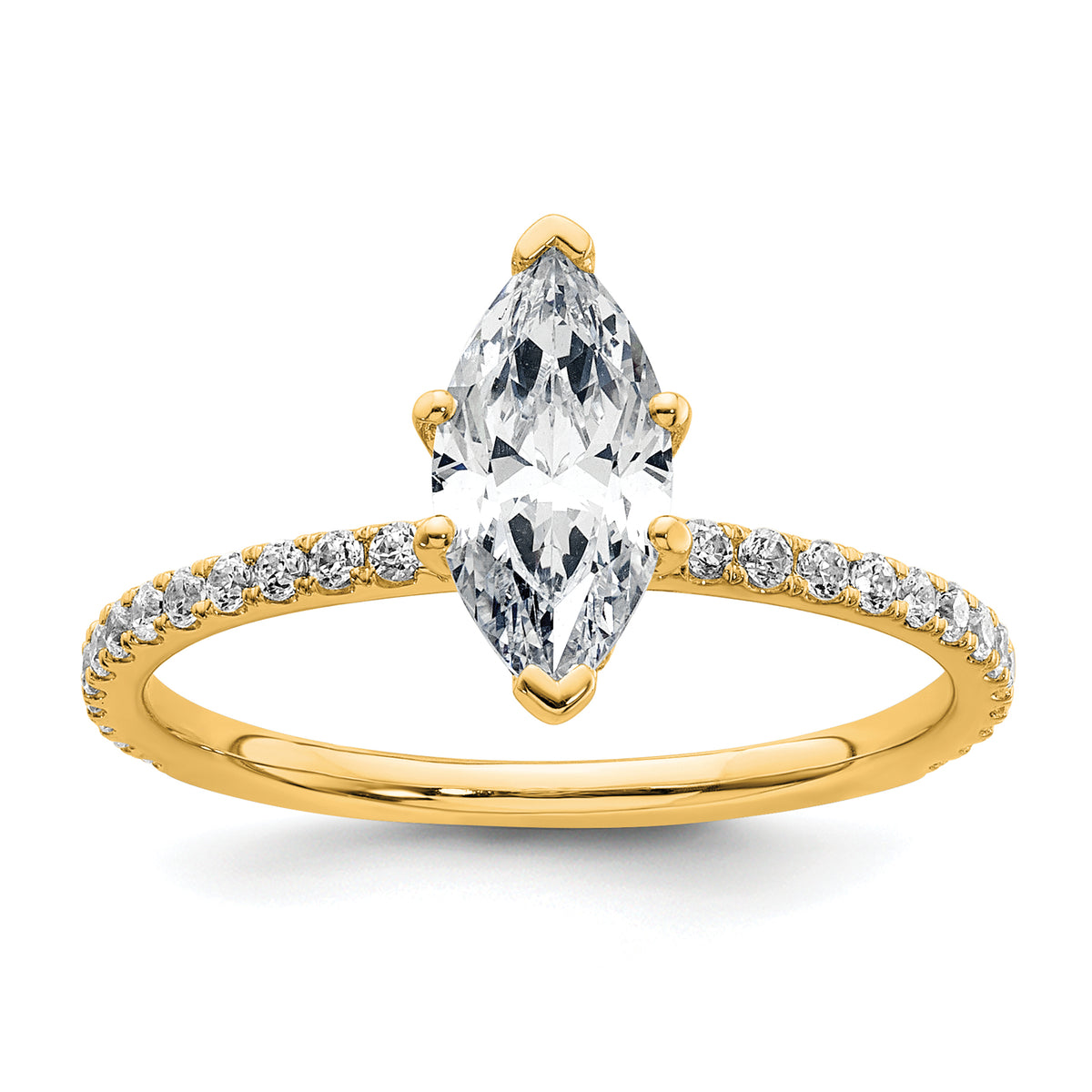 14k 1 3/8 carat Certified Lab Grown Diamond VS+ F+ Marquise Complete Solitaire with Flair Engagement Ring