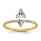 14k 1 3/8 carat Certified Lab Grown Diamond VS/SI+ G+ Marquise Complete Solitaire with Flair Engagement Ring