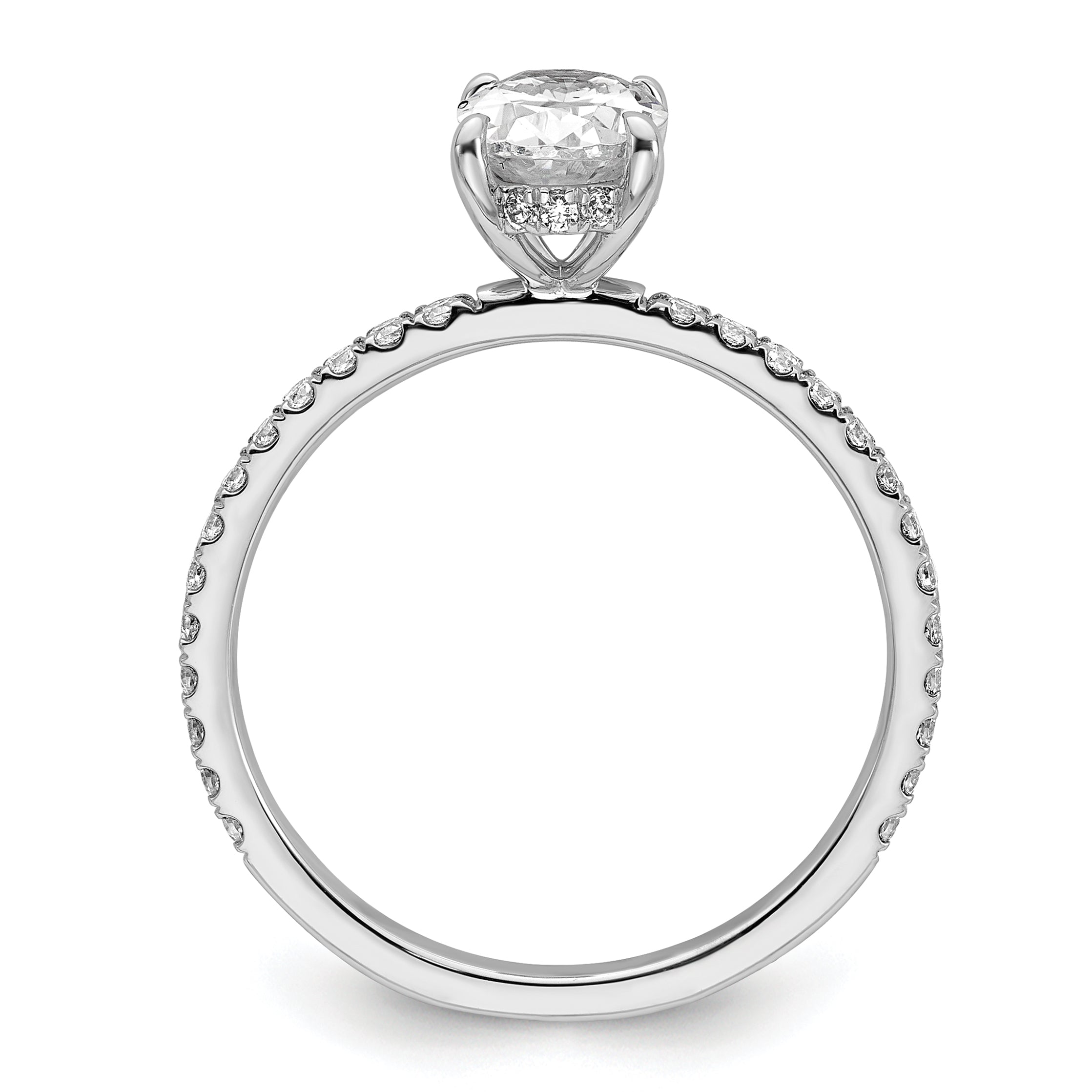 14k White Gold 1 1/3 carat Certified Lab Grown Diamond VS+ F+ Oval Complete Solitaire with Flair Engagement Ring Secondary image