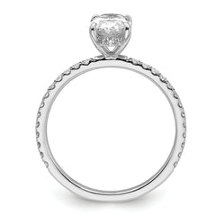 14k White Gold 1 1/3 carat Certified Lab Grown Diamond VS+ F+ Oval Complete Solitaire with Flair Engagement Ring