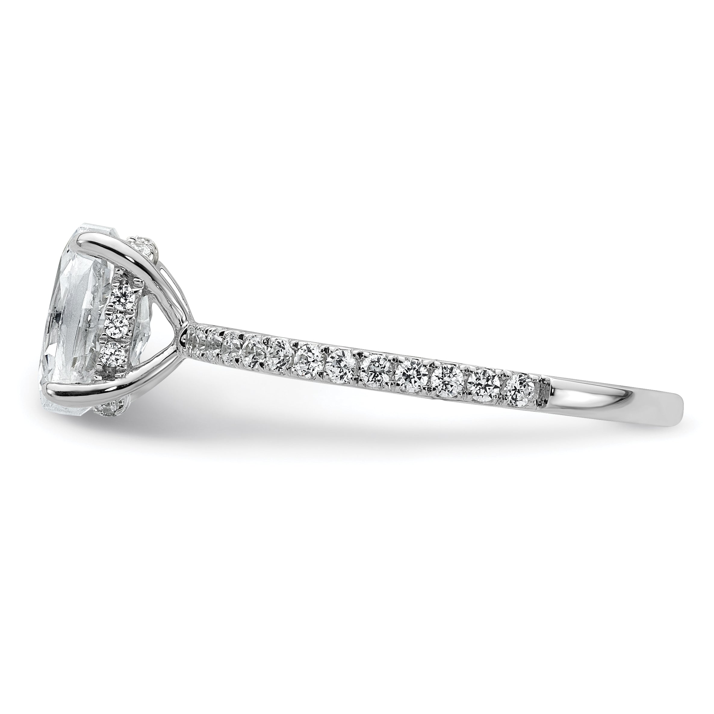14k White Gold 1 1/3 carat Certified Lab Grown Diamond VS+ F+ Oval Complete Solitaire with Flair Engagement Ring