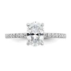 14k White Gold 1 1/3 carat Certified Lab Grown Diamond VS+ F+ Oval Complete Solitaire with Flair Engagement Ring